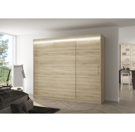 Posuvná skříň s LED osvětlením ANTOS 250 Sonoma+Sonoma