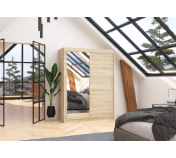 Posuvná skříň se zrcadlem BIANCO 150 Sonoma+Sonoma