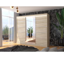 Posuvná skříň se zrcadlem a LED osvětlením SALTO 250 Sonoma+Sonoma