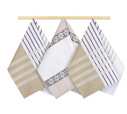 Kuchyňská utěrka 50x70cm proužek béžový, hnědý, bílý