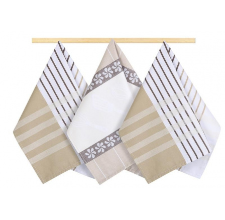 Kuchyňská utěrka 50x70cm proužek béžový, hnědý, bílý