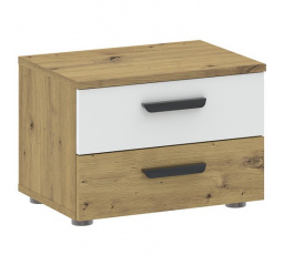 Noční stolek BASIC TWO 2S, Dub Artisan/Bílá