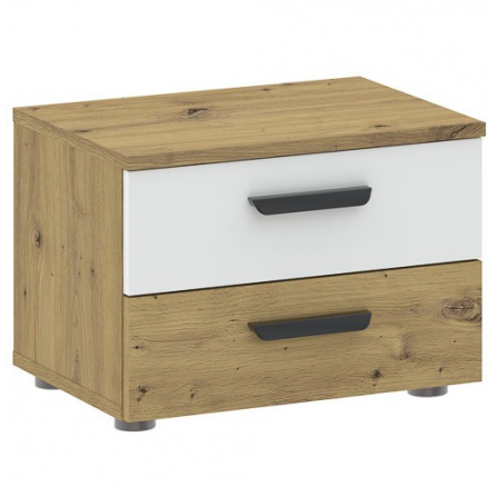 Noční stolek BASIC TWO 2S, Dub Artisan/Bílá