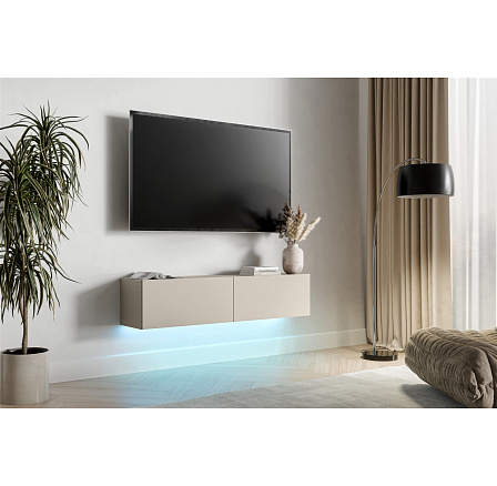 TV komoda GOVI 140 s LED osvětlením, kašmír