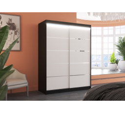 Posuvná skříň s LED osvětlením LUFT 150 Černá+Bílá
