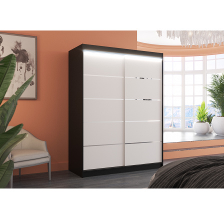 Posuvná skříň s LED osvětlením LUFT 150 Černá+Bílá Posuvná skříň s LED osvětlením LUFT 150 Černá+Bílá