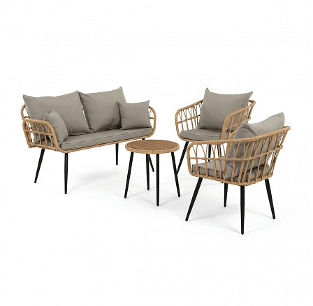 Zahradní sestava, polyratan, béžová, AZ-F1508 NAT