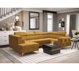 Rohová sedací souprava ORION MAX II s funkcí spaní 165x350x185 cm - žlutá , pravá