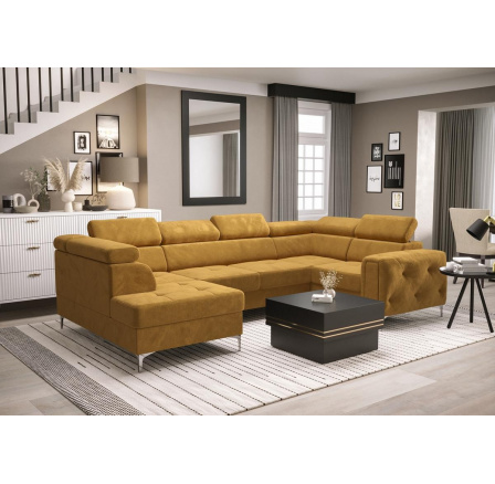 Rohová sedací souprava ORION MAX II s funkcí spaní 165x350x185 cm - žlutá , pravá