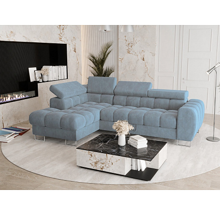 SESTAVA ROHOVÁ ROZKLÁDACÍ POHOVKA ASPEN MINI 260x170 CM + TABURET 70X70 CM (ODSTÍNY MODRÉ) MR08 - RYCHLÉ ODESLÁNÍ SESTAVA ROHOVÁ ROZKLÁDACÍ POHOVKA ASPEN MINI 260x170 CM + TABURET 70X70 CM (ODSTÍNY MODRÉ) MR08 - RYCHLÉ ODESLÁNÍ