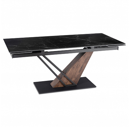 Stůl REX 2 Keramický Rozkládací 180-240 cm Černý Mramor/Ořech