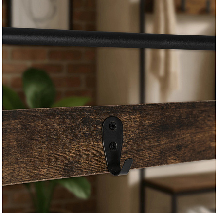 Věšák Do Předsíně JETT 70 cm s Poličkami Dub Rustikální/Černý