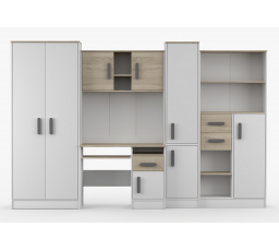 Dětský pokoj MACIUS, Bílá Mat/Dub Sonoma/Šedá