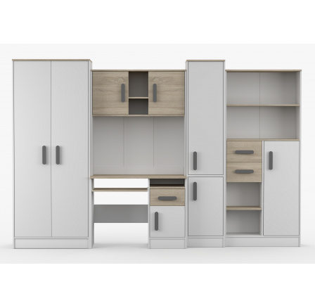 Dětský pokoj MACIUS, Bílá Mat/Dub Sonoma/Šedá Dětský pokoj MACIUS, Bílá Mat/Dub Sonoma/Šedá