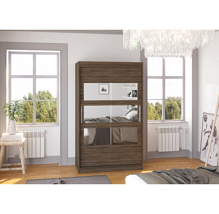 Šatní skříň s posuvnými dveřmi a zrcadlem KOLORADO 120 Choco+Choco