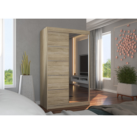 Posuvná skříň se zrcadlem NICEA 120 Sonoma+Sonoma