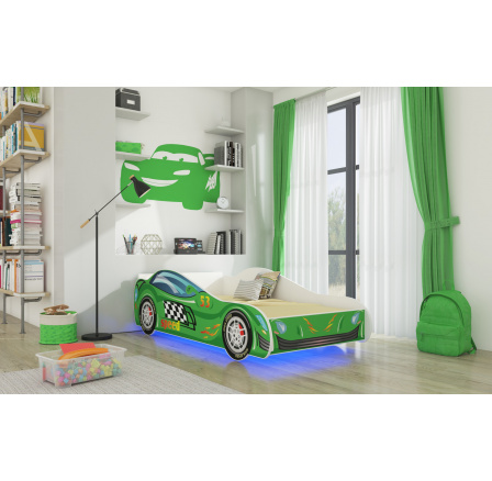 Postel s matrací a LED osvětlením SPEED 160x80 Zelená