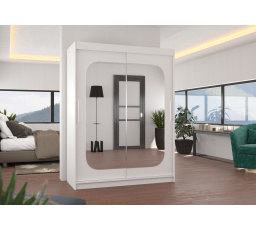 Posuvná skříň se zrcadlem CLEVER 150 Bílá+Bílá