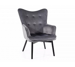 Křeslo CARMEN VELVET, Šedý Bluvel 14/Černý mat