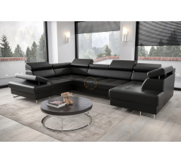 Rohová sedací souprava GALAXY MAX II s funkcí spaní 210x350x165 - černá eko kůže, levá