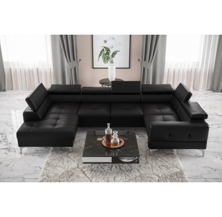 Rohová sedací souprava TOSCANIA MAX I 170x350x185 cm - černá eko kůže , pravá