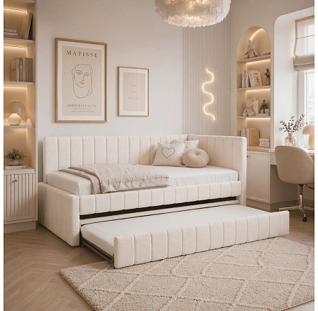 Postel 90x200 VILLEMO Krémová Boucle Postel 90x200 VILLEMO Krémová Boucle