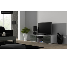Tv komoda SOHO 140, bílá/šedý lesk