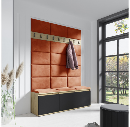 Předsíňová stěna EMI 6, Trinity 25/Artisan + Černá Předsíňová stěna EMI 6, Trinity 25/Artisan + Černá