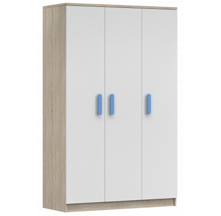 Šatní skříň 3D SMYK III - 19, Dub Sonoma/Bílá/Modrá