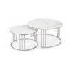Konferenční stolek MERCURY 2 sada, stříbrná/ efekt bílého mramoru