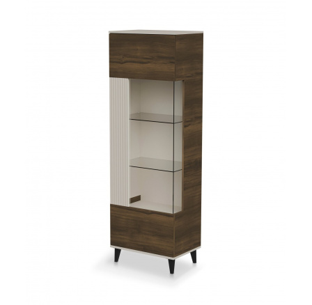 Vitrína RANDOM 2 W-1, kašmír / ořech / černá