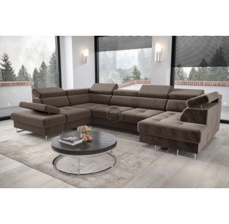 Rohová sedací souprava GALAXY MAX II s funkcí spaní 210x350x165 - hnědá , levá