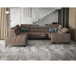 Rohová sedací souprava PORTO MAX I , relax 225X350X193 cm - levá, odstíny tmavé béžové