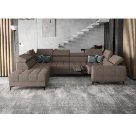 Rohová sedací souprava PORTO MAX I , relax 225X350X193 cm - levá, odstíny tmavé béžové