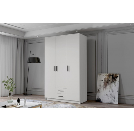 Skříň Arya I 120 - bílá/černé úchytky