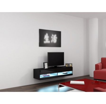 TV komoda VIGO NEW 140, černá / černý lesk