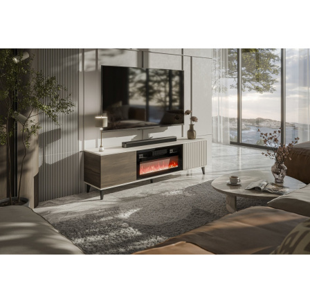 Tv komoda RANDOM 2 RTV-K TV s krbem, kašmír / ořech / černý