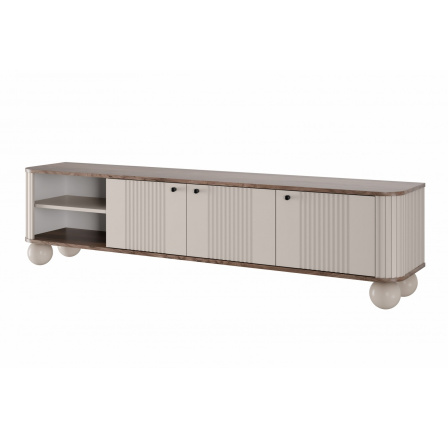 TV komoda Vesper 3D, kašmír / ořech / černé úchyty TV komoda Vesper 3D, kašmír / ořech / černé úchyty