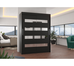 Posuvná skříň se zrcadlem BALTIC 150 Černá+Černá