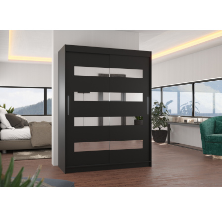 Posuvná skříň se zrcadlem BALTIC 150 Černá+Černá