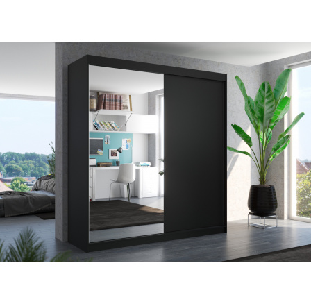 Posuvná skříň se zrcadlem DELLA 200 Černá+Černá