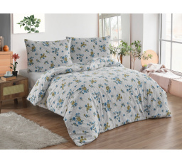 Flanelové francouzské povlečení 220x220, 70x90 Olivie blue