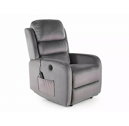 Masážní polohovací křeslo PEGAZ VELVET M, šedá Masážní polohovací křeslo PEGAZ VELVET M, šedá