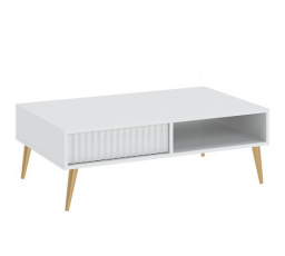 Konferenční stůl BARCELONA 2S, Bílá/Zlatá