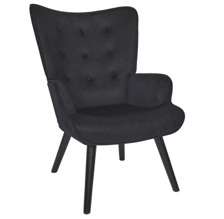 Křeslo ušák Gulia černý manšestr