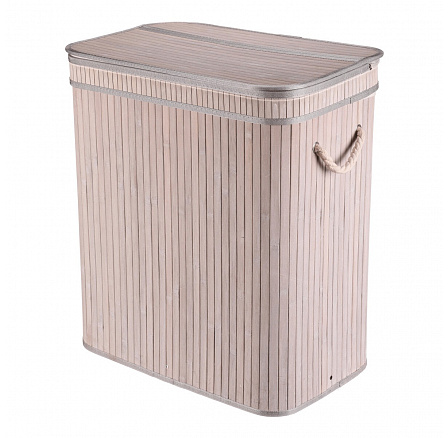 Koš prádelní - bambusový, s víkem, šedý