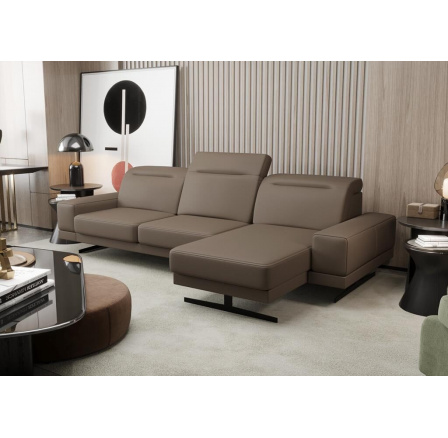 Rohová Kožená sedací souprava FIORE MINI 265x180 cm - hnědá , pravá