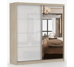 Šatní skříň MULTI 35 - 233 cm, Dub Sonoma/Bílý Lesk