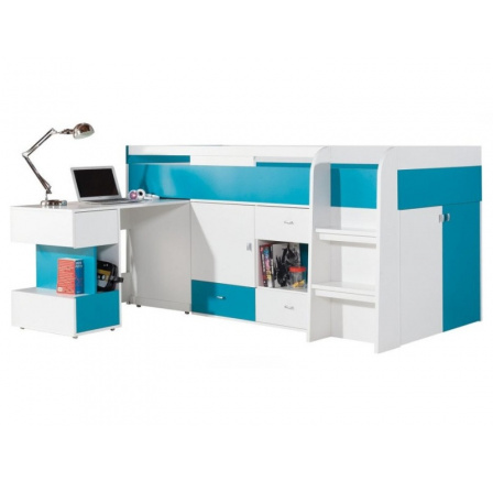 Postel MOBI MO21, Bílý Lux / Tyrkysový