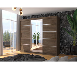 Šatní skříň s posuvnými dveřmi a zrcadlem SALTO 250 Choco+Choco